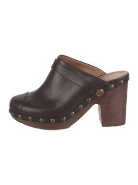 Chanel Black Leather Interlocking CC Logo Mules